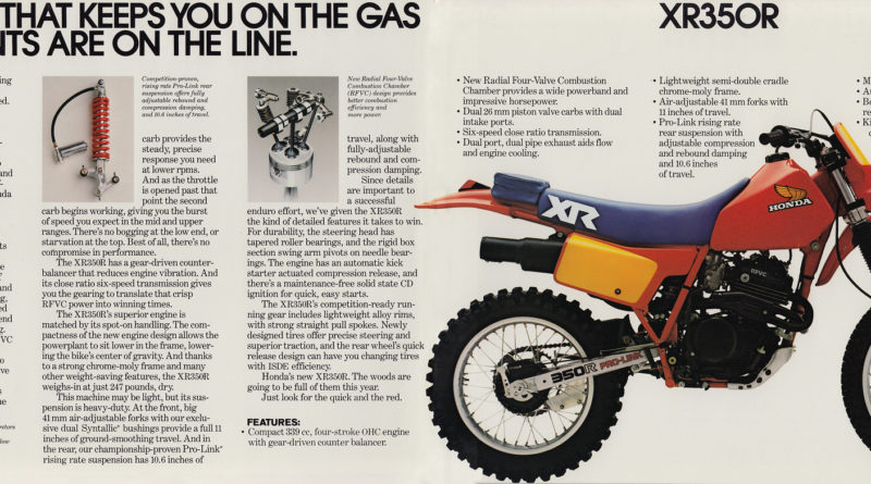 XR 350R my '83 brochure