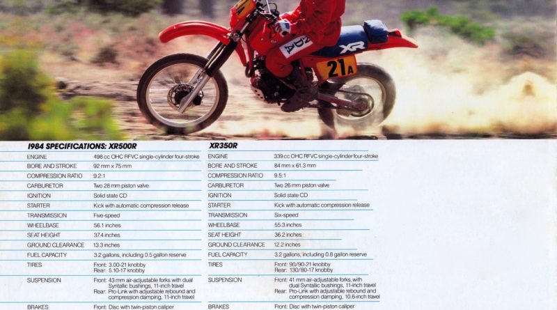 XR 350R my '84 brochure