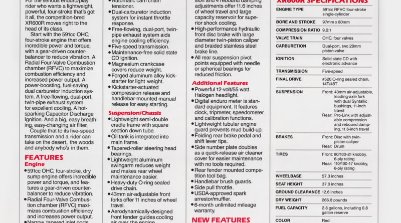 XR 600R my'86 brochure